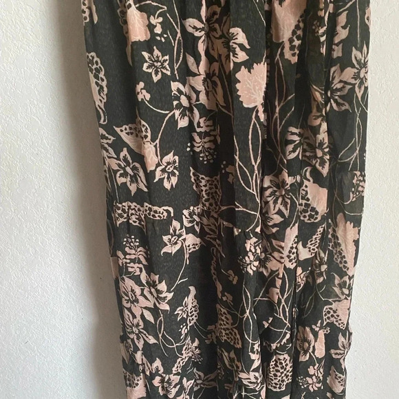 Elan Cosmo Floral Napa Print Ruffle Tiered Wrap Sweeping Maxi Coquette Dress S - Picture 10 of 16